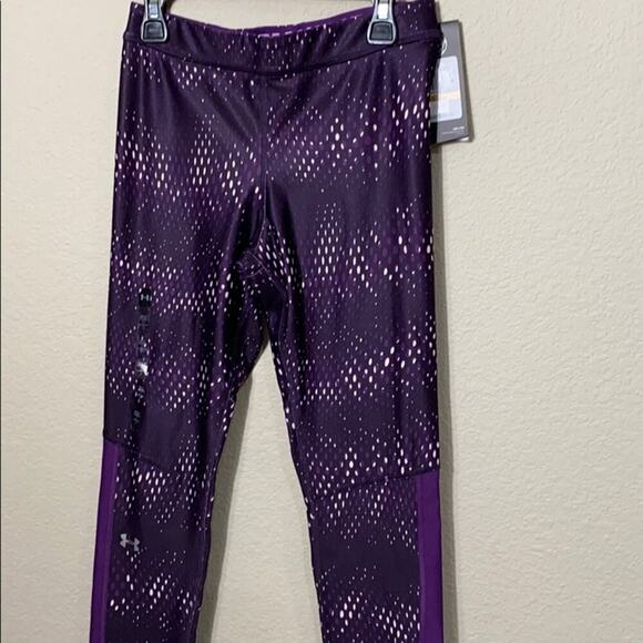 Under Armour Heatgear Compression Print Capri Pants Purple Multi Small - Picture 2 of 7